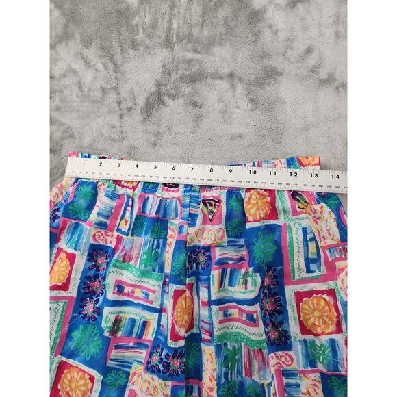 Vintage 80s Cricket Lane Pull On Baggy Shorts Size M Blue Funky Floral Geometric - Picture 5 of 9